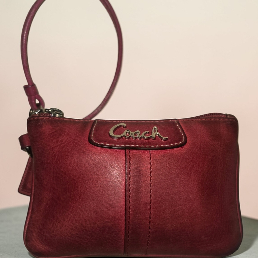 Coach Burgundy Leather Wristlet